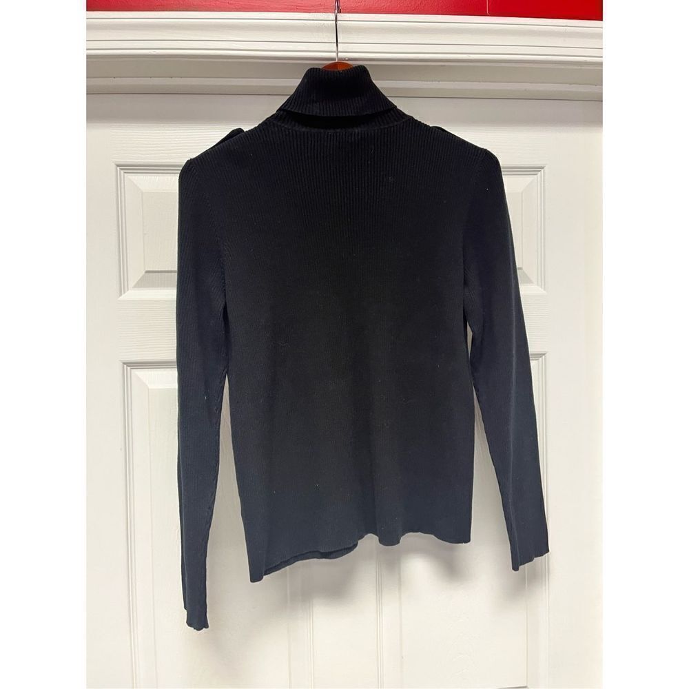 Lauren Ralph Lauren Black Ribbed Military Button Style Turtleneck Sweater sz XL - Picture 5 of 7